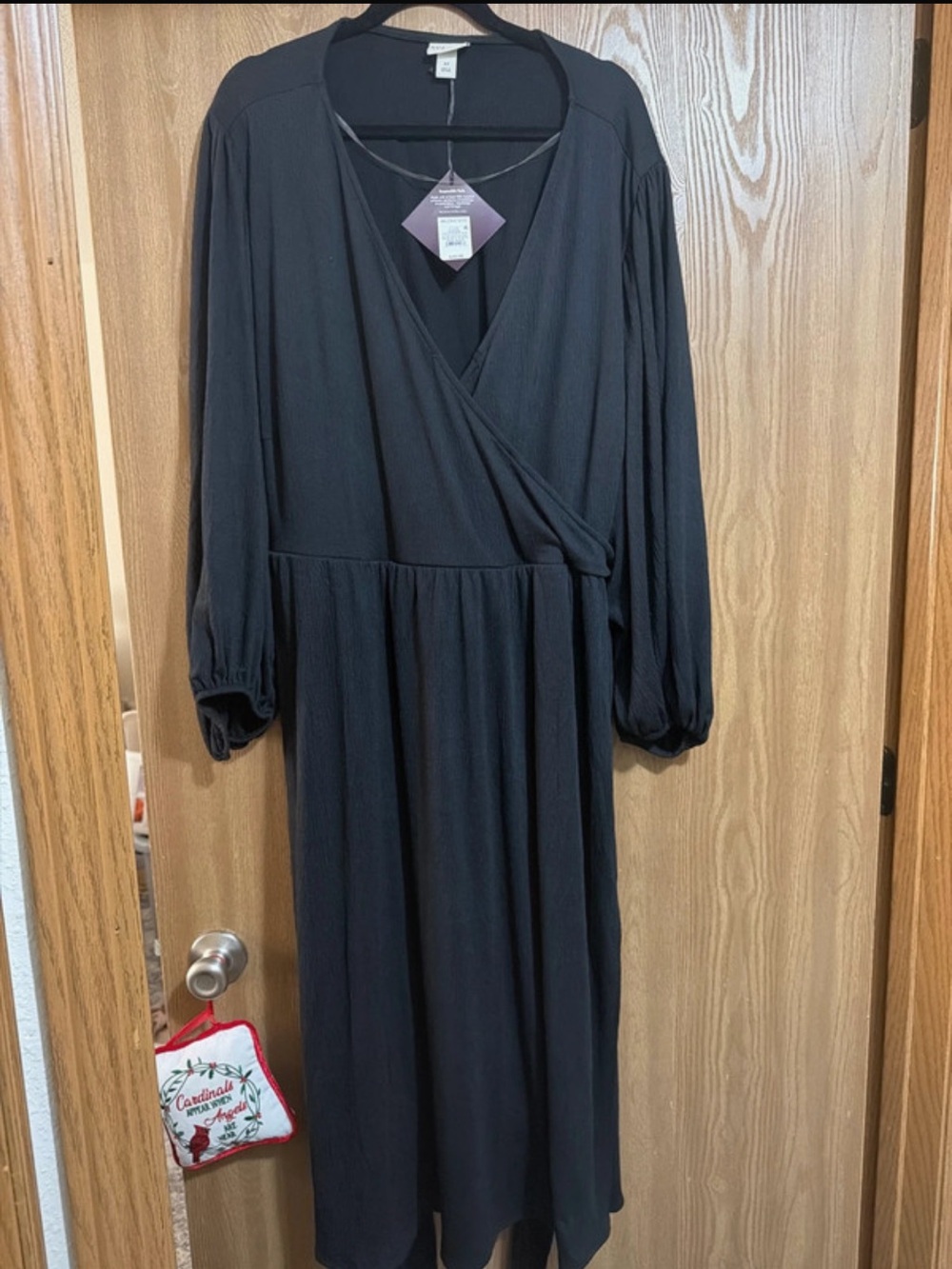 Long Sleeve Black Wrap Midi Dress